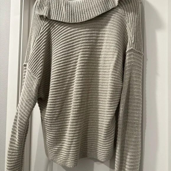 Free People V-Neck Striped Sweater in Cream-ish Grey - Picture 5 of 5